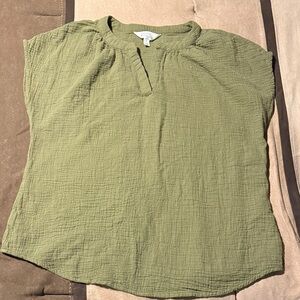 Market & Spruce Textured Sage Green Blouse